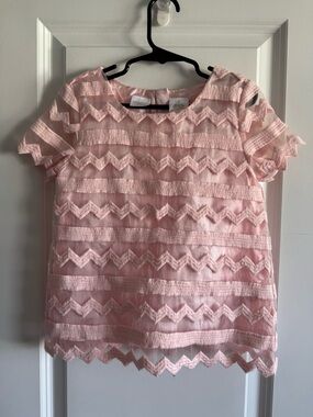 Kardashian Kids Light Pink Chevron Lace Top